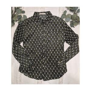 SM Wardrobe Corduroy Mushroom Button Down in Dark Green